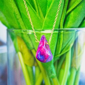 Purple Drusy Quartz & 14k Gold-Plated Necklace